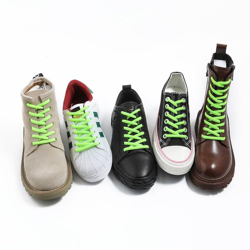 VSUDO 51" Oval Neon Green Shoe Laces for Sneakers, Half Round Athletic Basketball Shoelaces, Running Sport Shoestrings [1 Pair-Neon Green-130CM] - Image 4